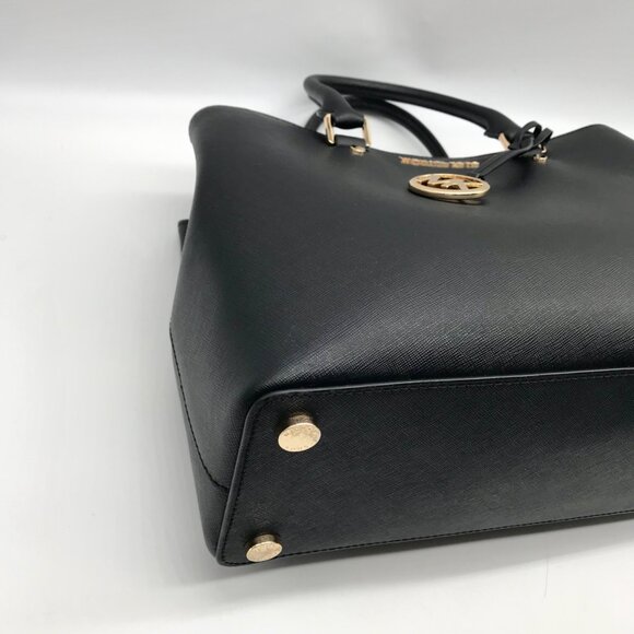 Michael Kors Black Saffiano Leather Middle Zip Savannah Convertible Tote - Picture 7 of 10